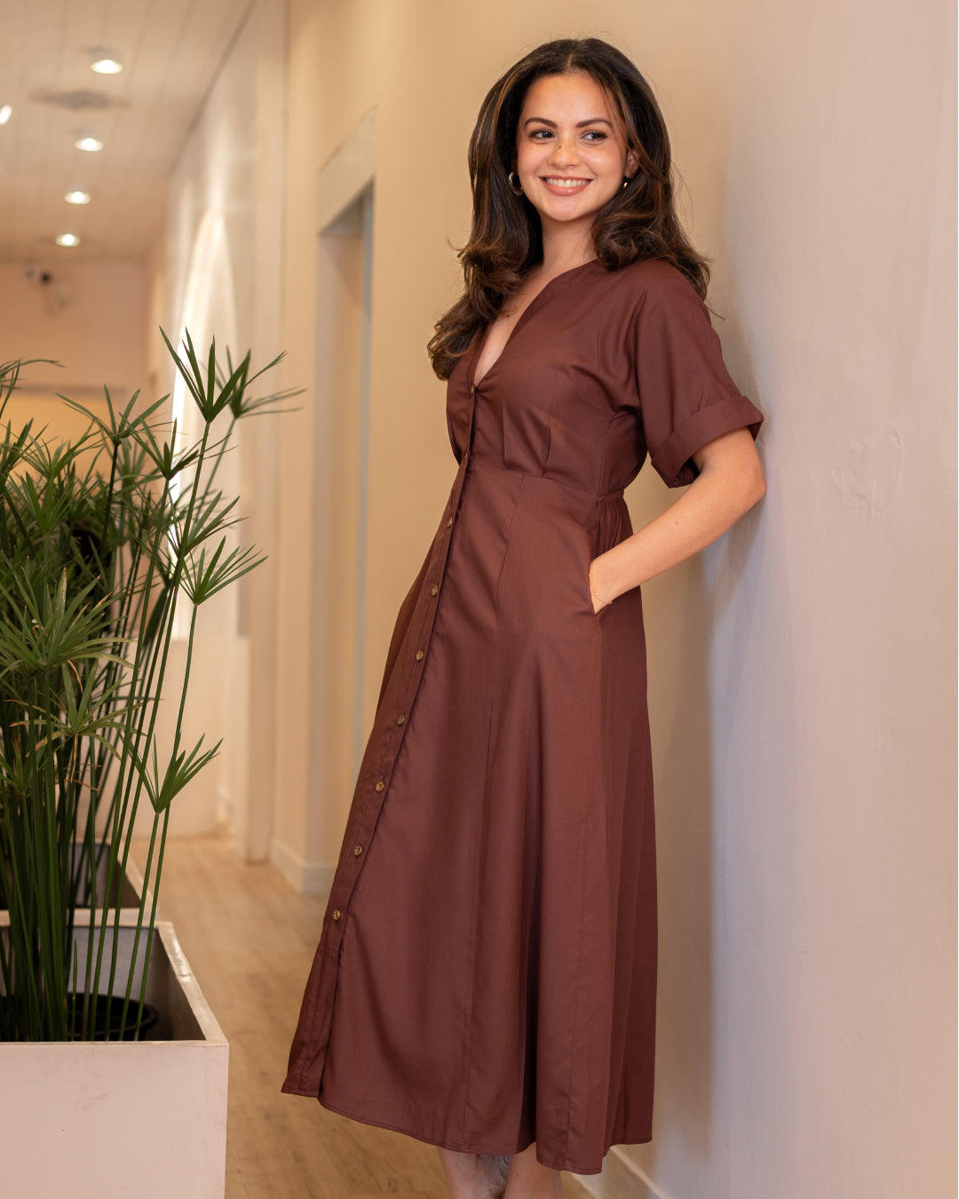 Tahlia Dress - coffee brown