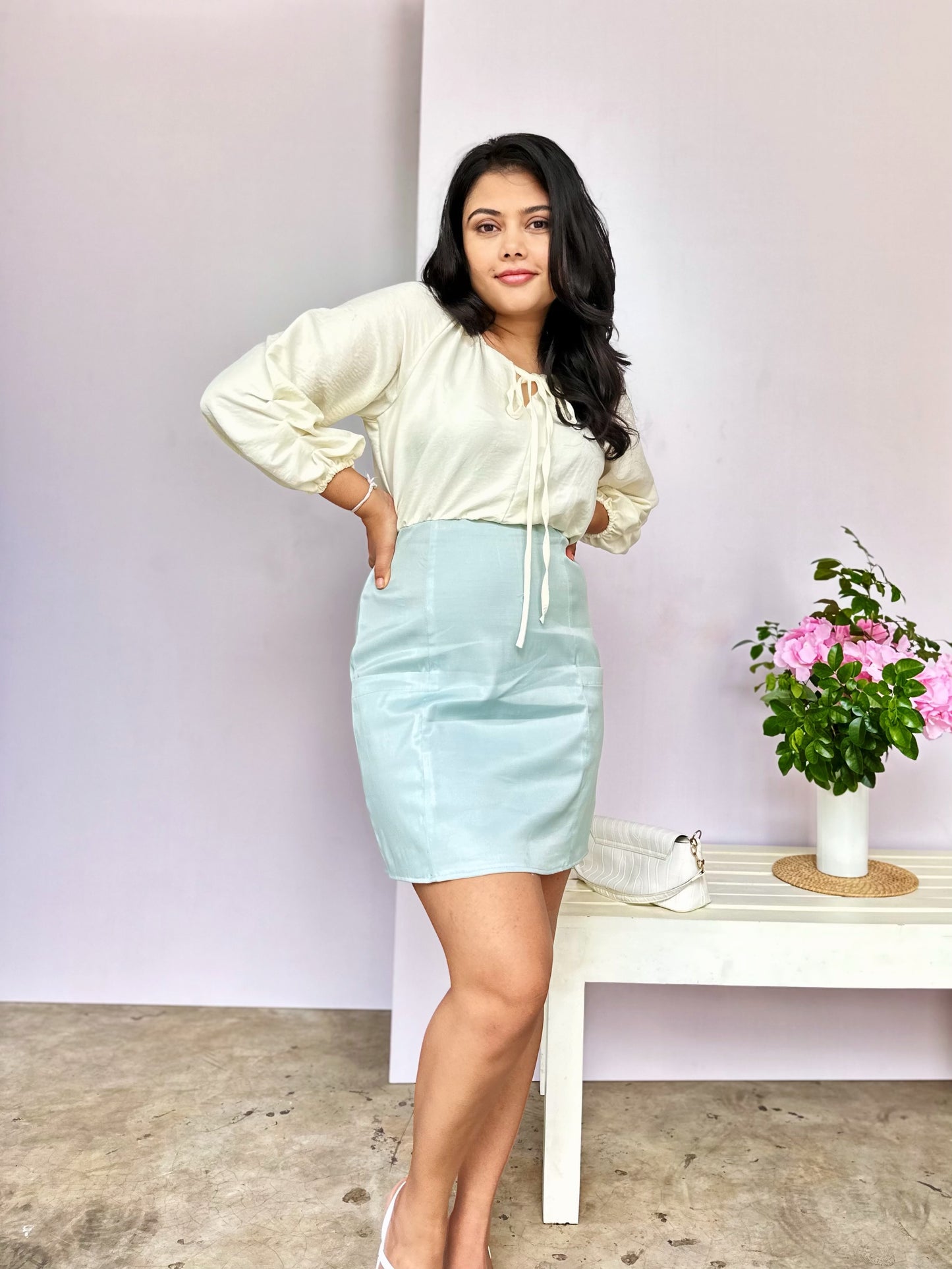 Mid Sleeve Short Dress
