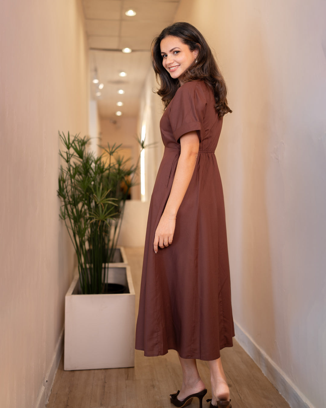 Tahlia Dress - coffee brown