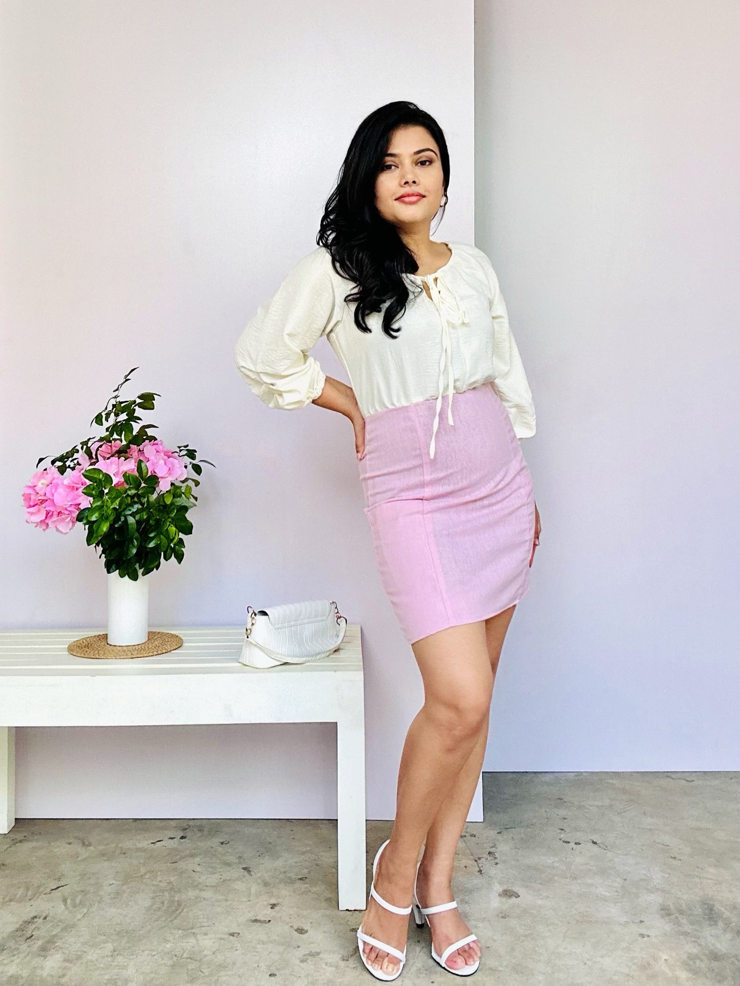Mid Sleeve Short Dress