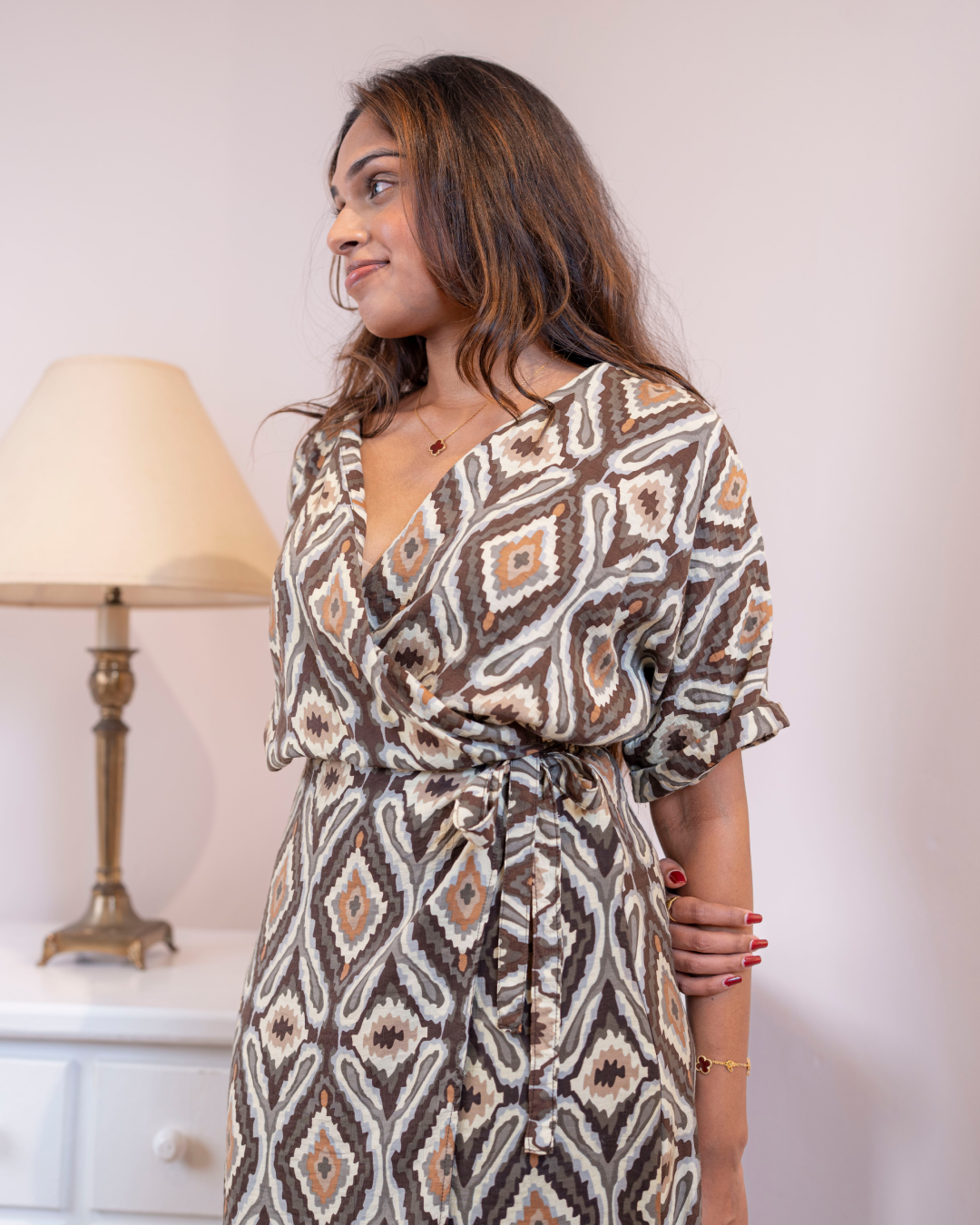 Side tie dress - Brown (Will be available In-store on 9th)