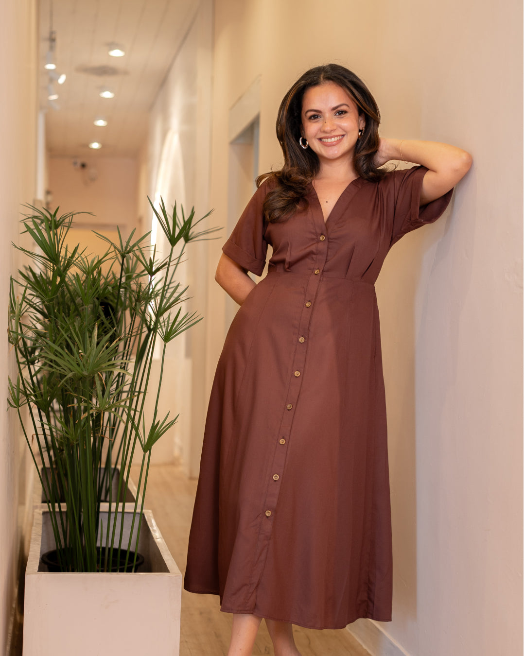Tahlia Dress - coffee brown