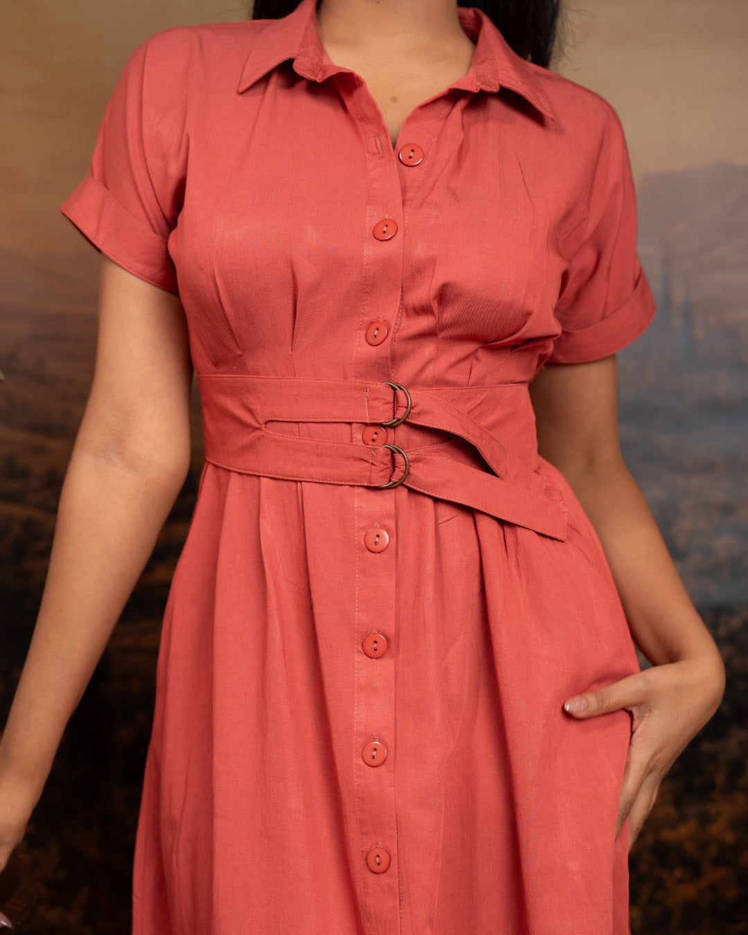 Sunset Belted Shirt Dress