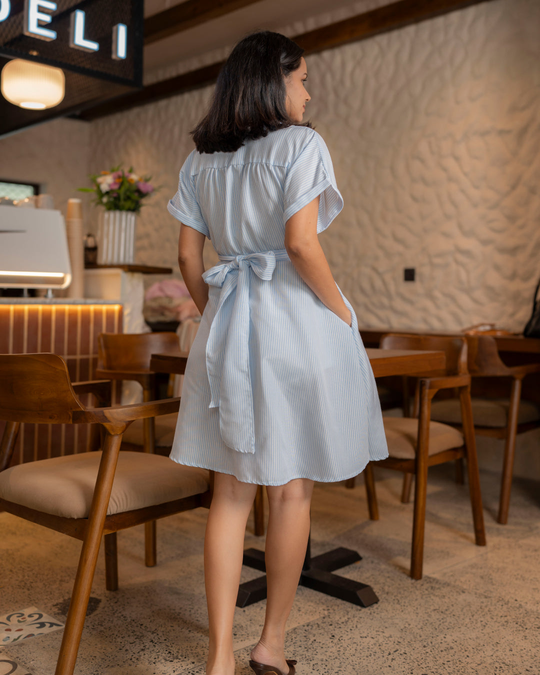 Emma Belle Dress – Stripes Edition - Light Blue