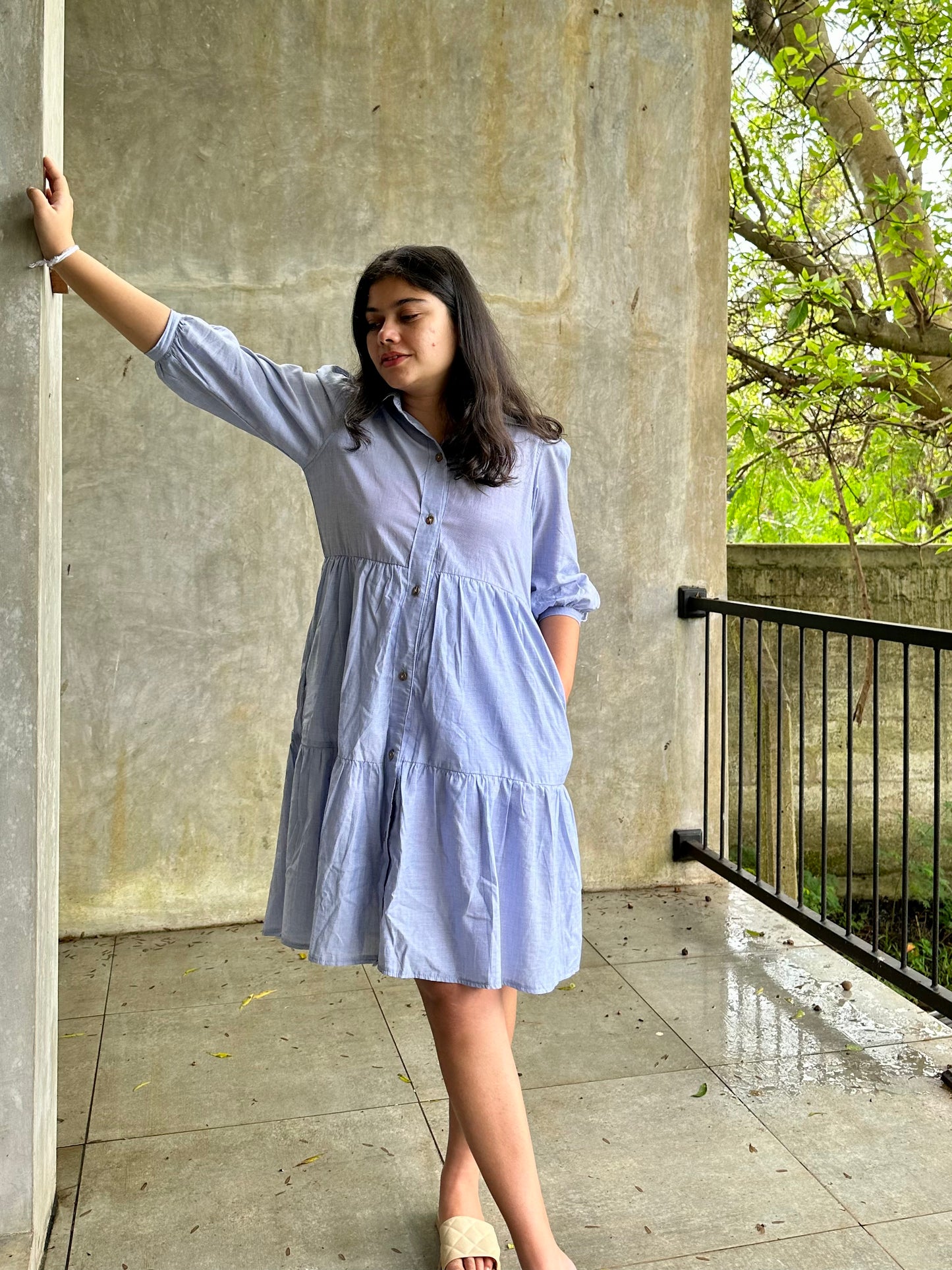 Frilled Comfy Short Dress