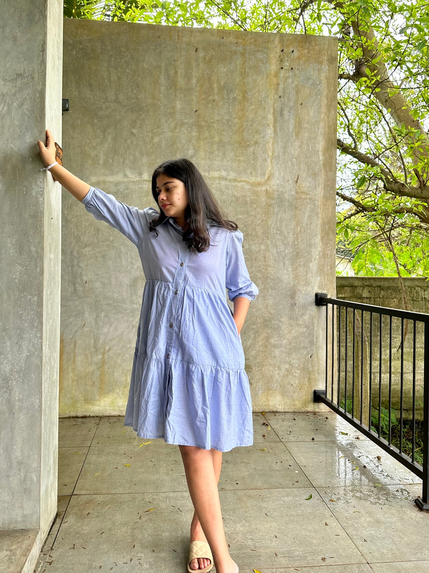 Frilled Comfy Short Dress