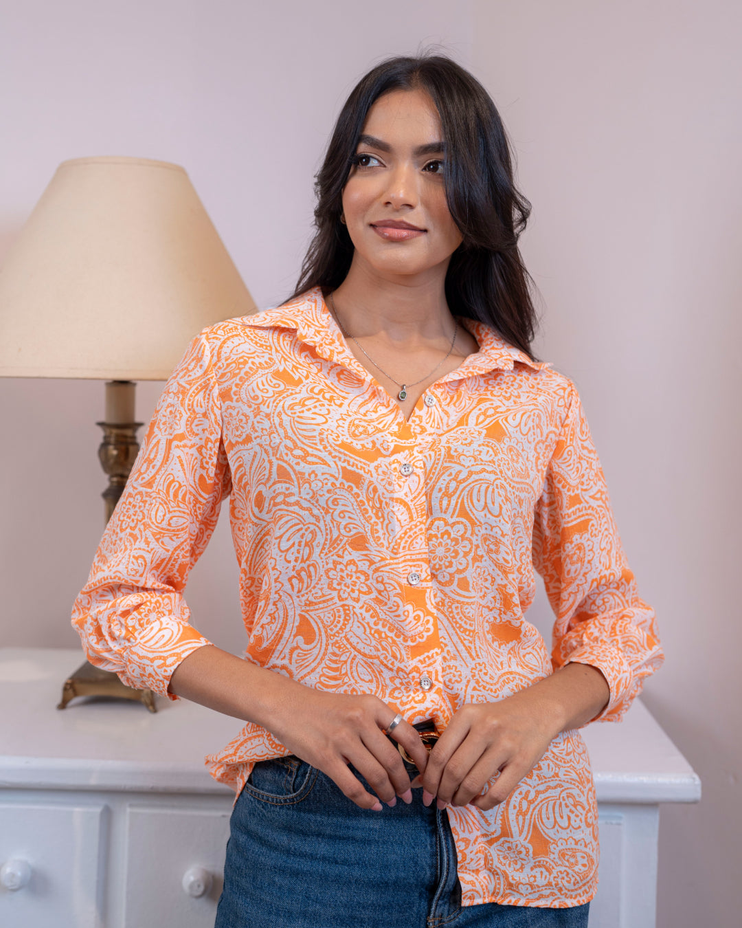 Clara Shirt - Orange print