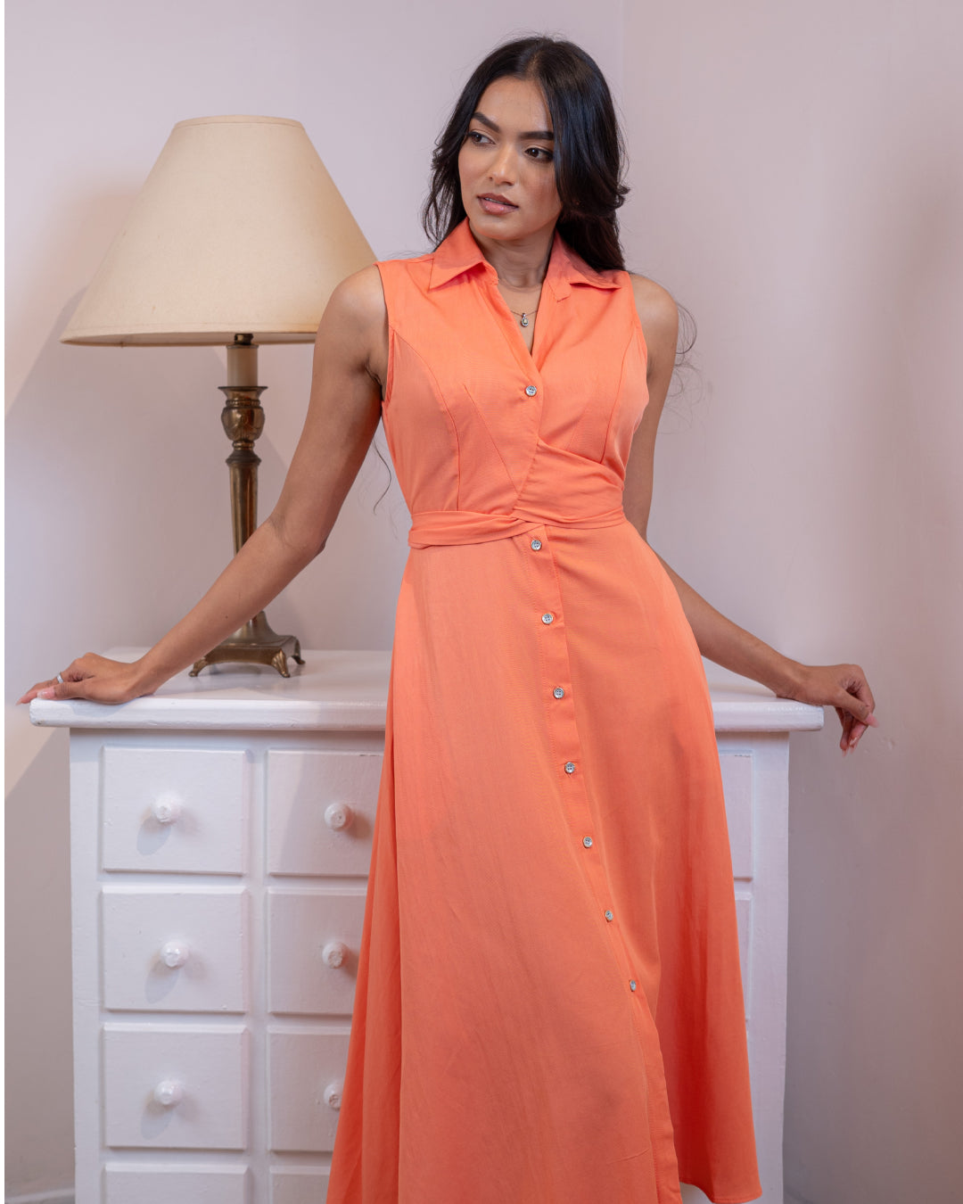 Florencia Dress in Peach