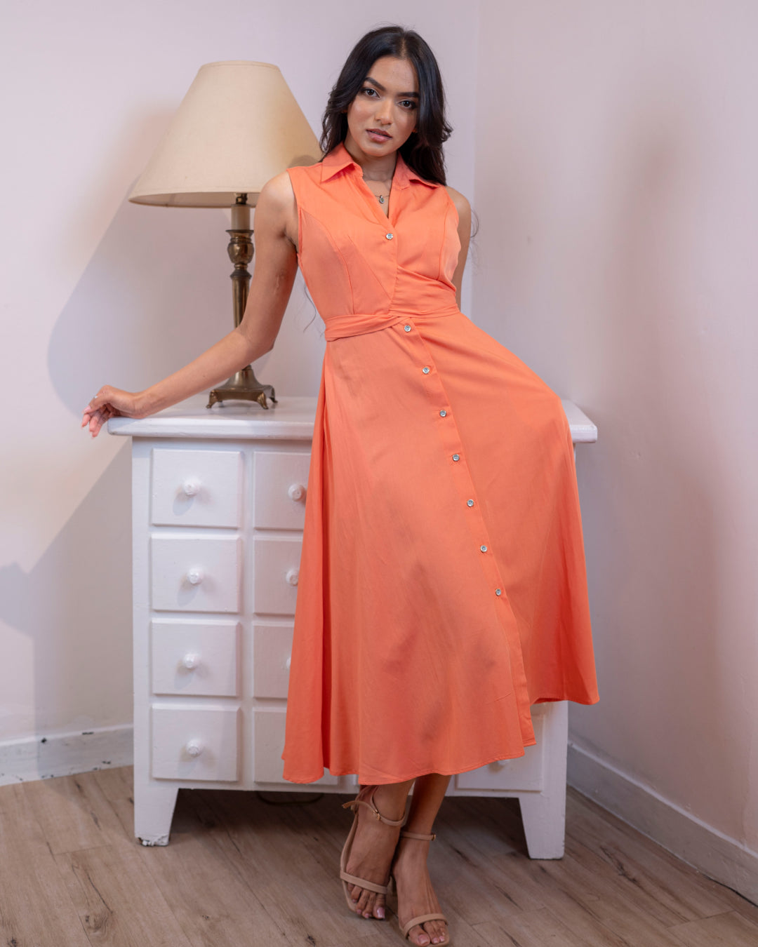 Florencia Dress in Peach