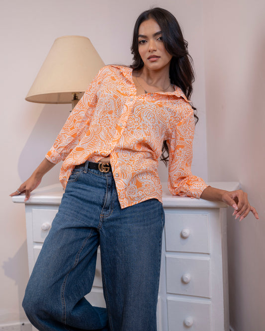 Clara Shirt - Orange print