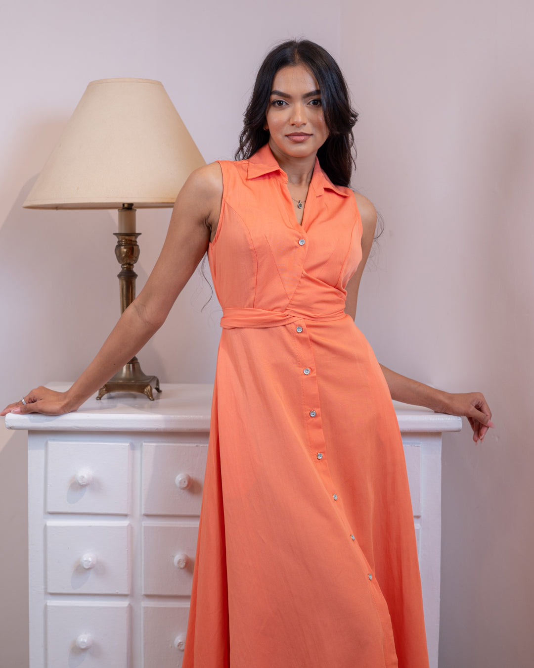 Florencia Dress in Peach