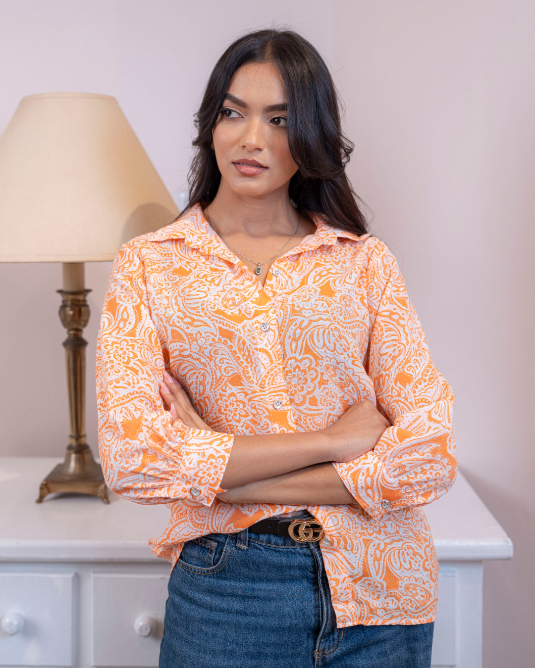 Clara Shirt - Orange print