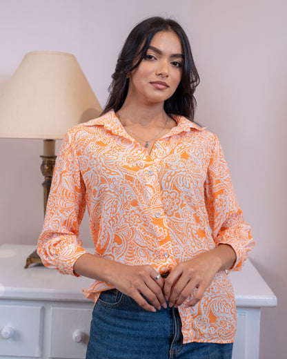 Clara Shirt - Orange print