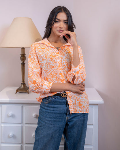 Clara Shirt - Orange print