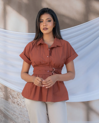 Cinnamon Belted Top