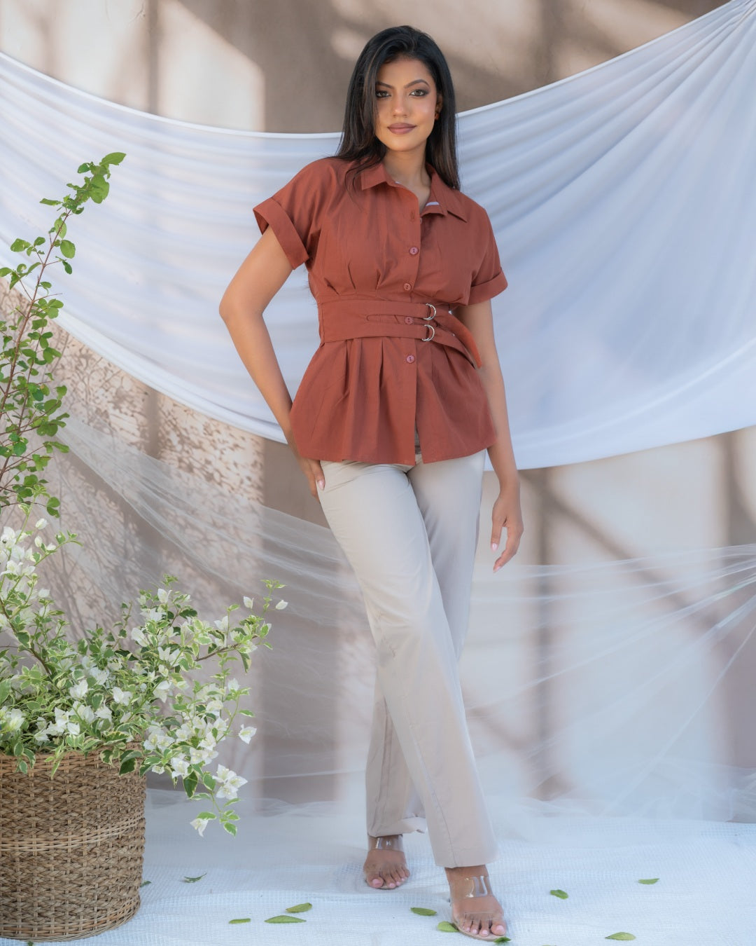 Cinnamon Belted Top