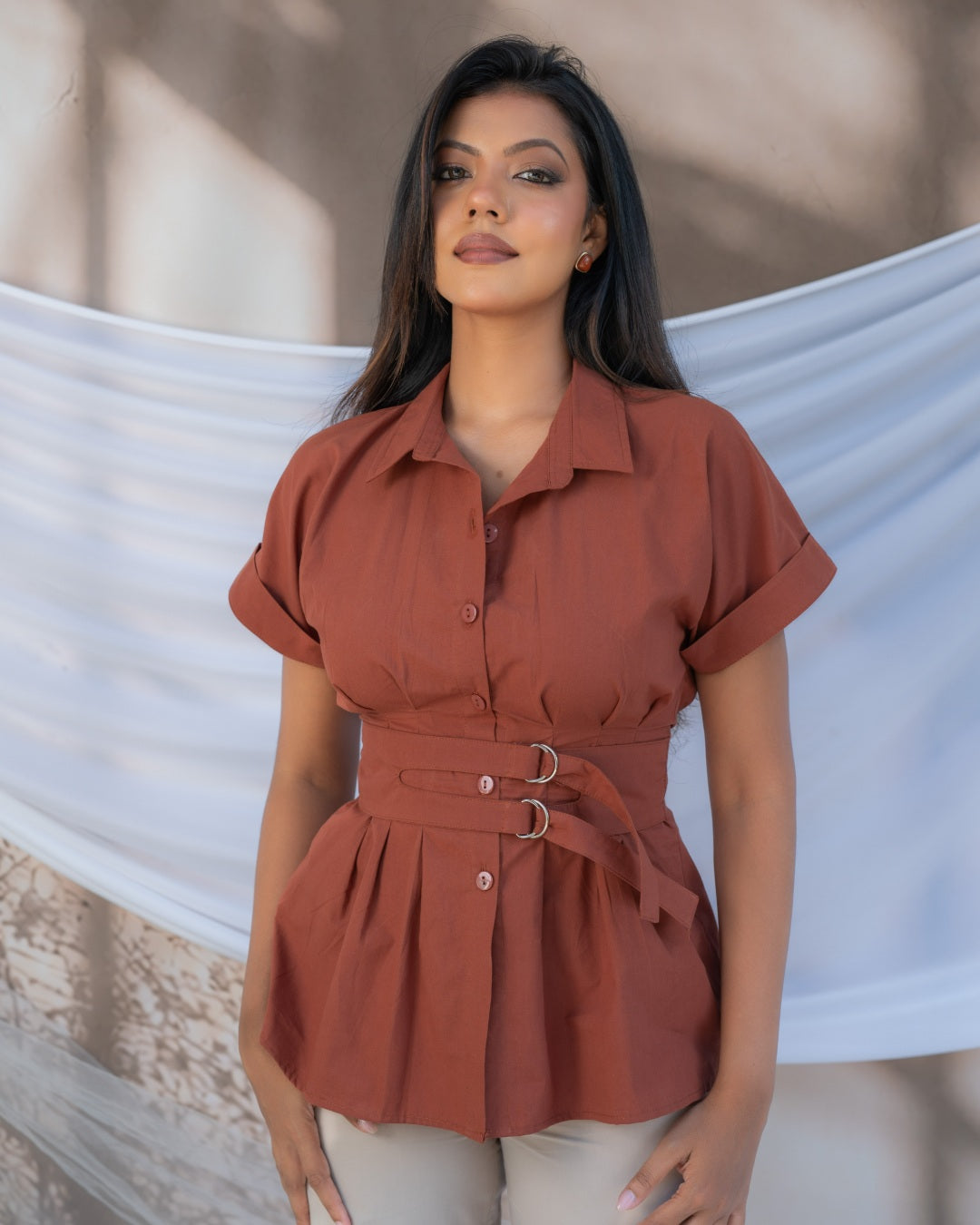 Cinnamon Belted Top