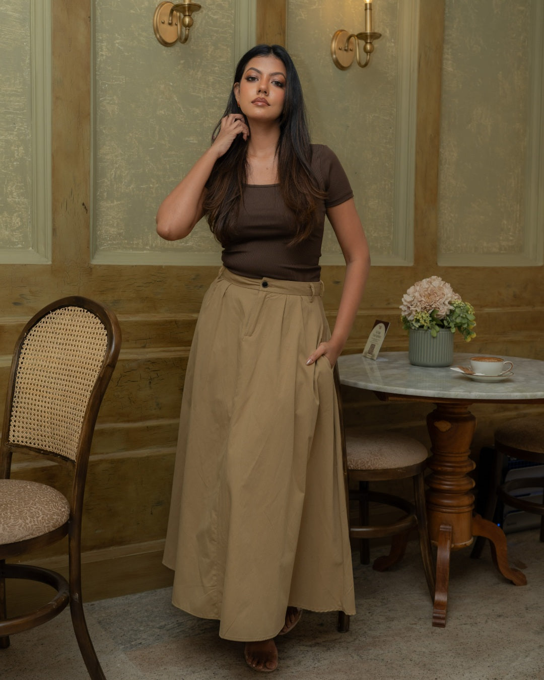 Latte Maxi Skirt