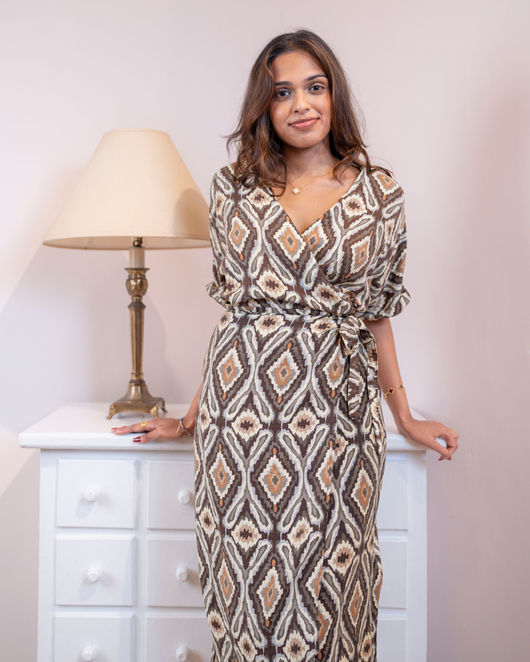 Side tie dress - Brown (Will be available In-store on 9th)