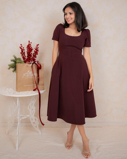 Solara Dress in Burgundy