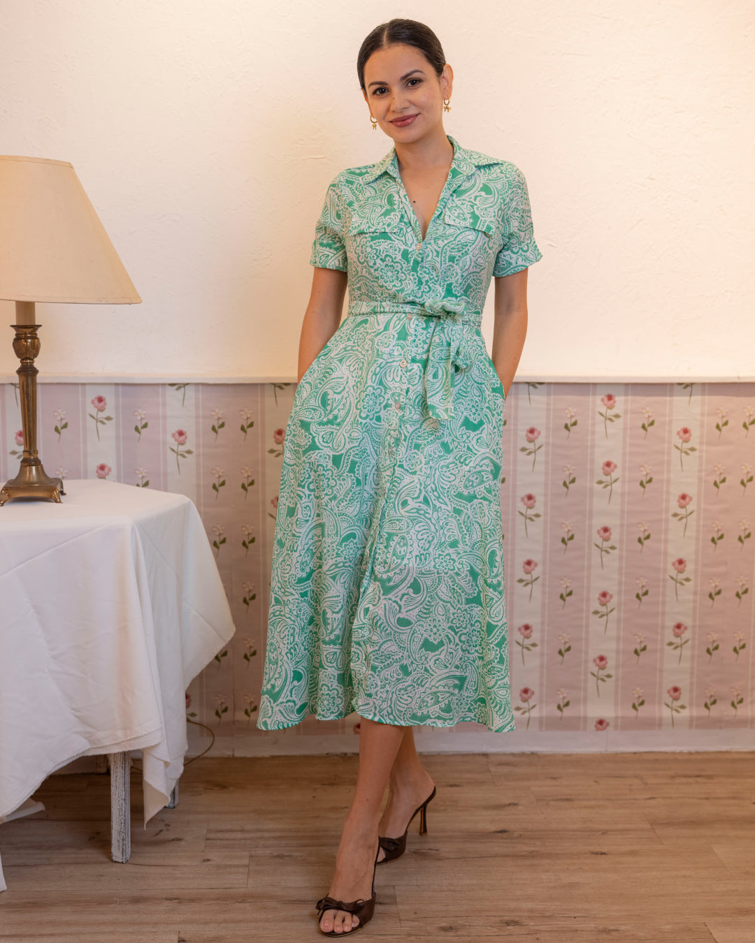 Alora Printed Dress - Green