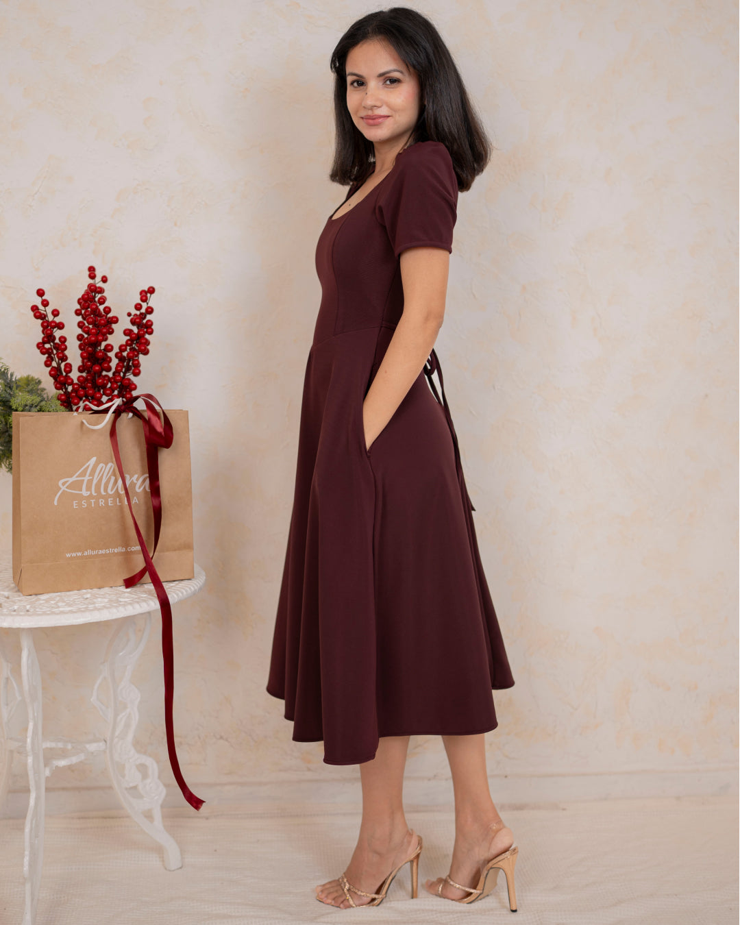 Solara Dress in Burgundy
