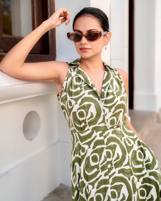 Aurella Olive Bloom Dress