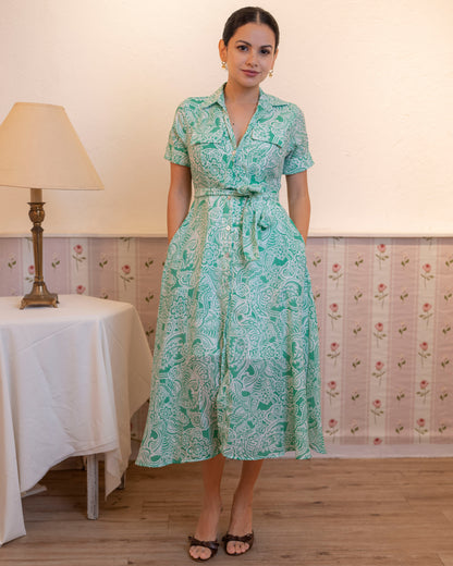 Alora Printed Dress - Green