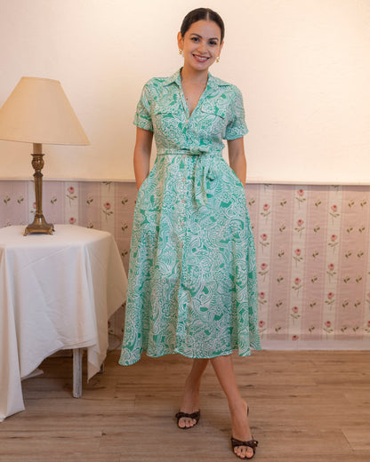 Alora Printed Dress - Green