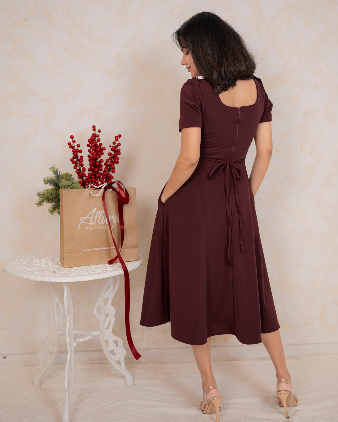 Solara Dress in Burgundy