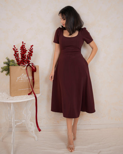 Solara Dress in Burgundy