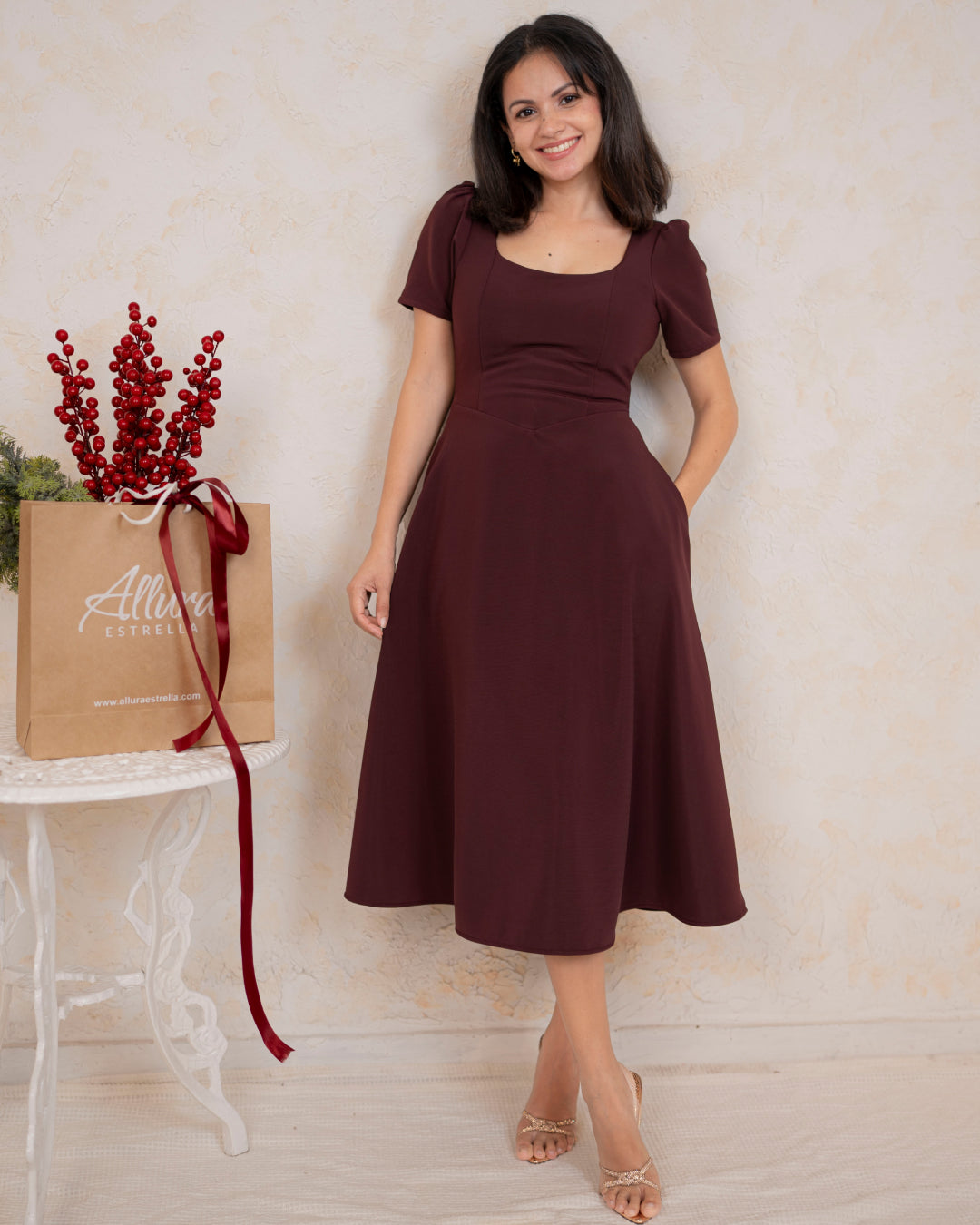 Solara Dress in Burgundy