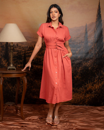 Sunset Belted Shirt Dress