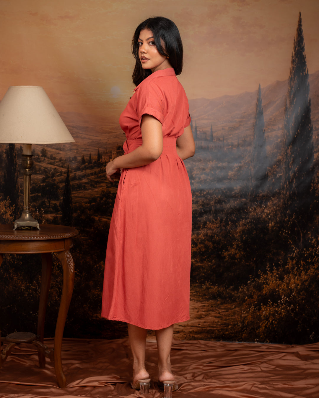 Sunset Belted Shirt Dress
