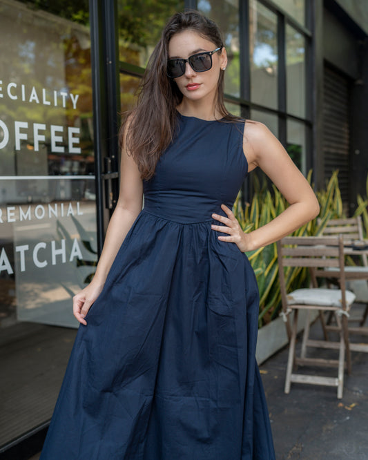 Amora Dress - Navy Blue