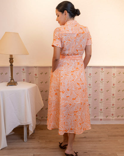 Alora Printed Dress - Orange