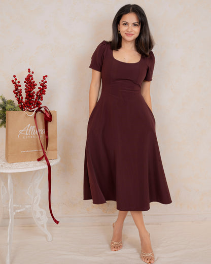 Solara Dress in Burgundy