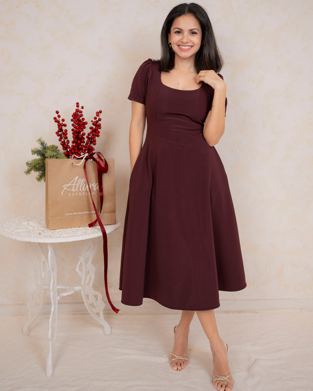 Solara Dress in Burgundy