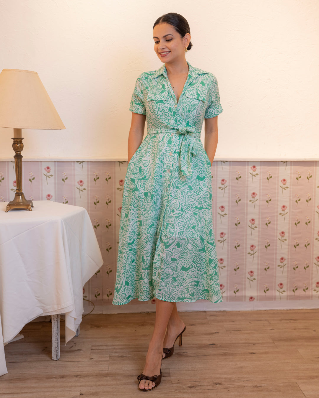 Alora Printed Dress - Green