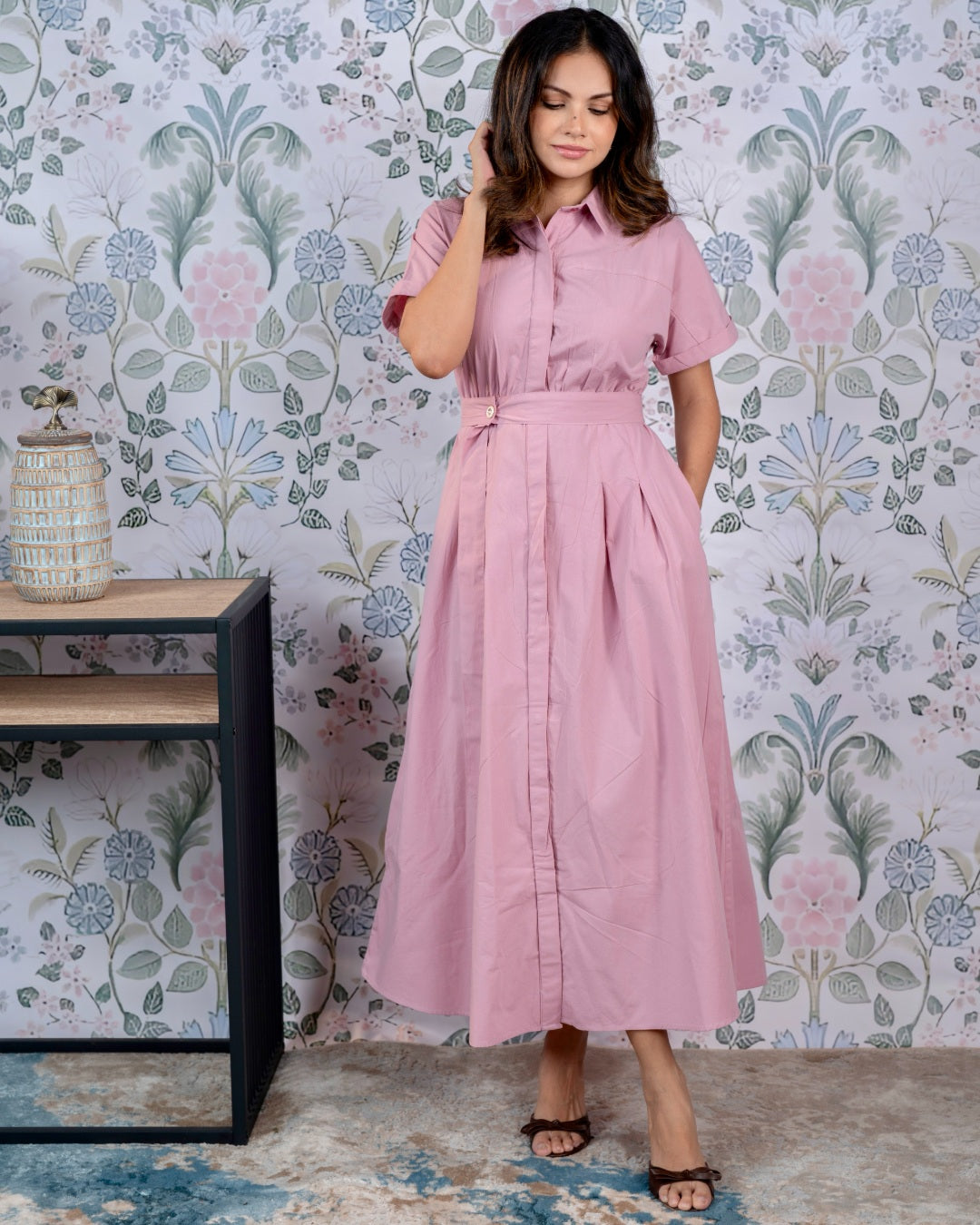 Dusty Rose Shirt Dress