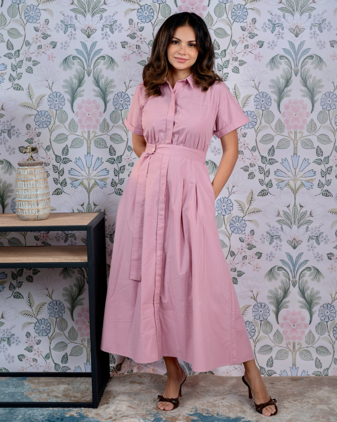 Dusty Rose Shirt Dress