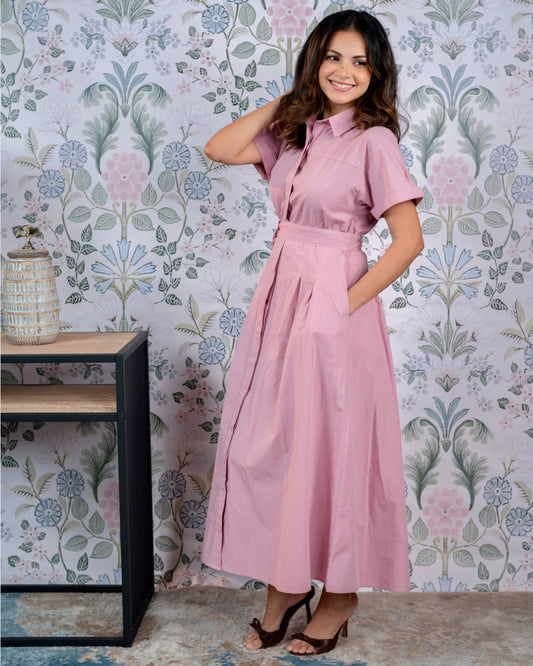 Dusty Rose Shirt Dress