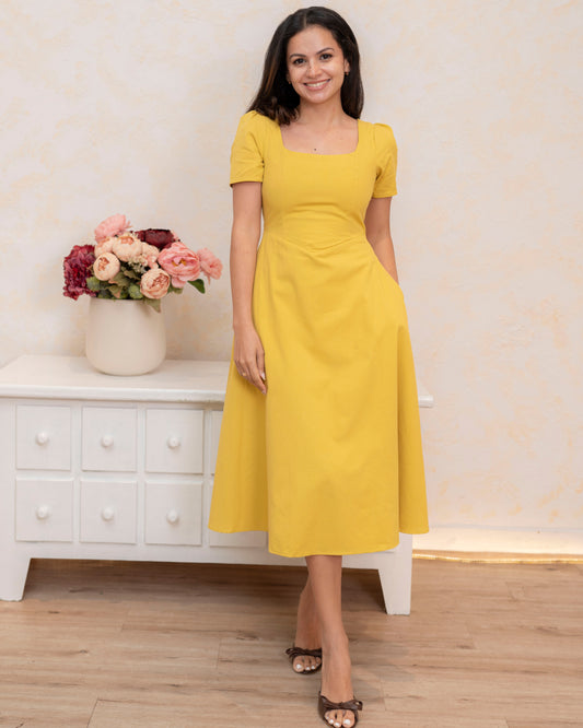 Solara Dress - Mustard Yellow