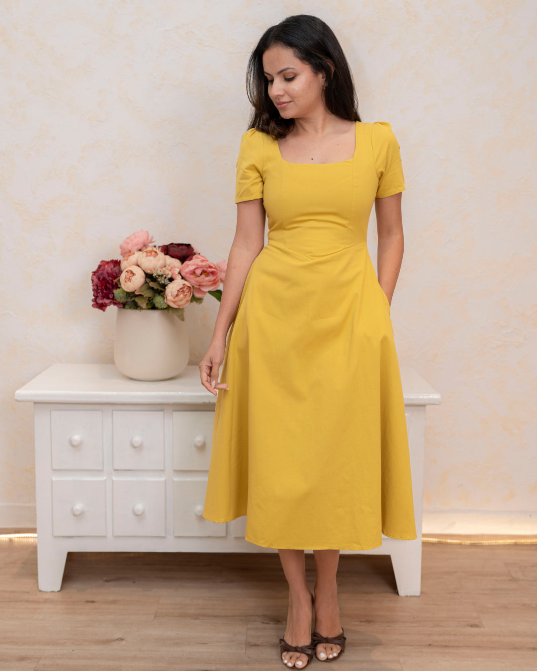 Solara Dress - Mustard Yellow