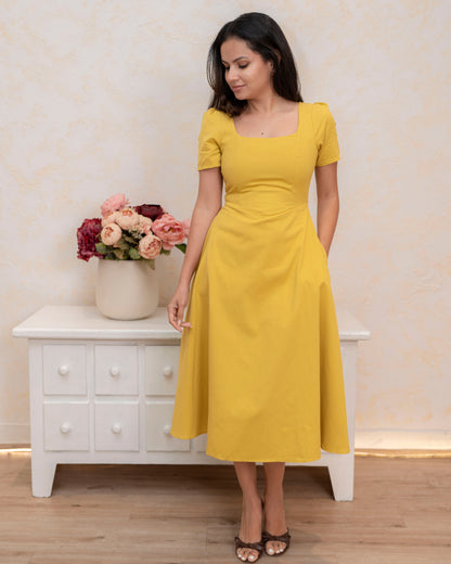 Solara Dress - Mustard Yellow