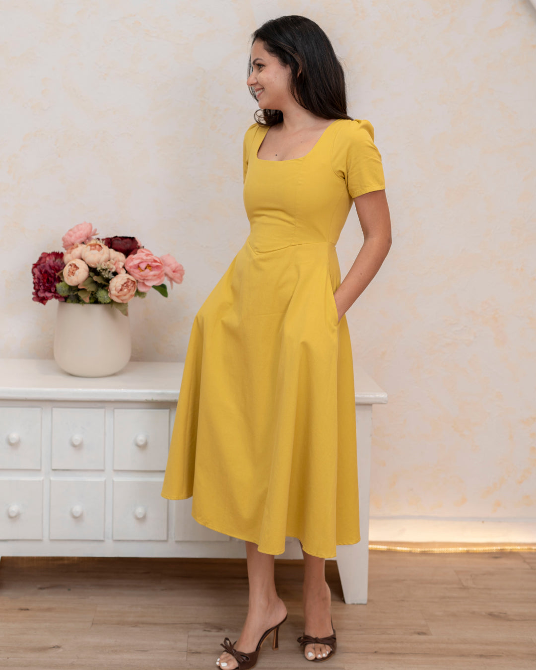 Solara Dress - Mustard Yellow