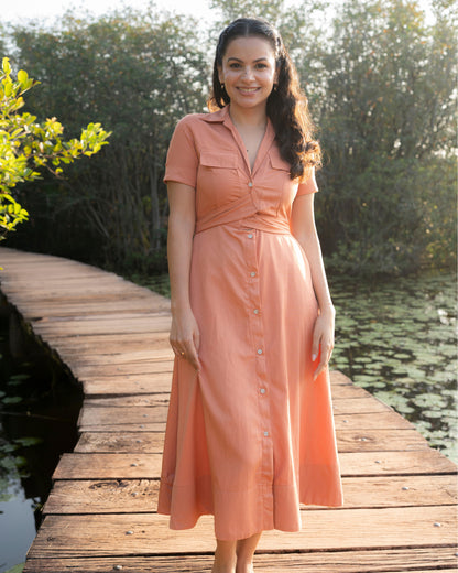 Alora Dress - Dark Peach