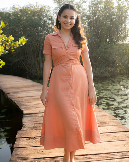 Alora Dress - Dark Peach