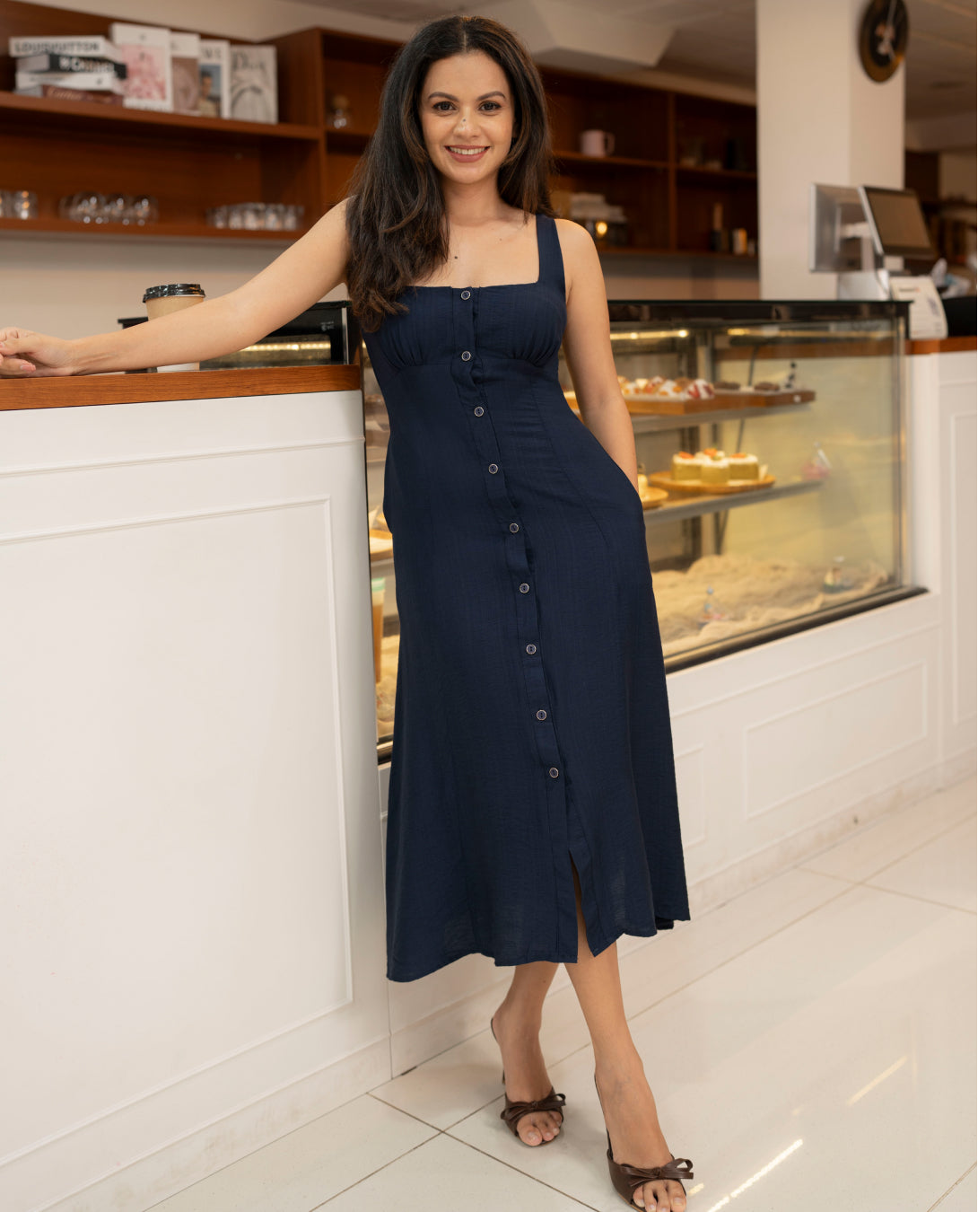 Serena Dress in Navy Blue