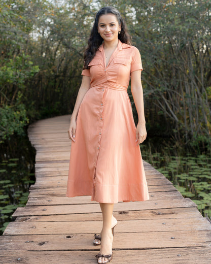 Alora Dress - Dark Peach